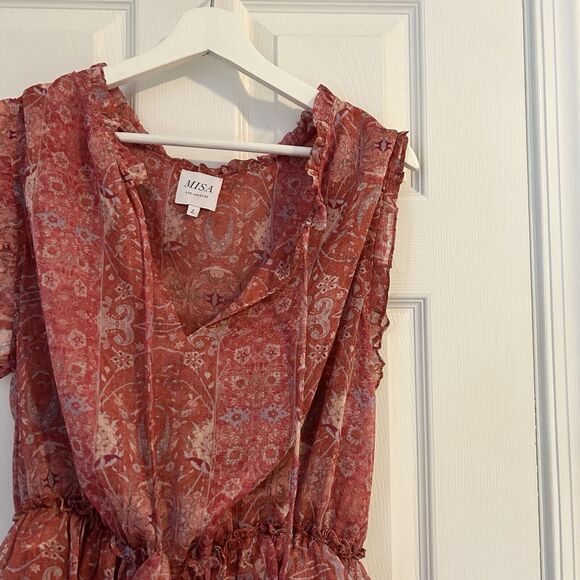 Misa Los Angeles Lilian Dress Washed Rose Pink Womens Size Large Ruffle Mini - Picture 3 of 12